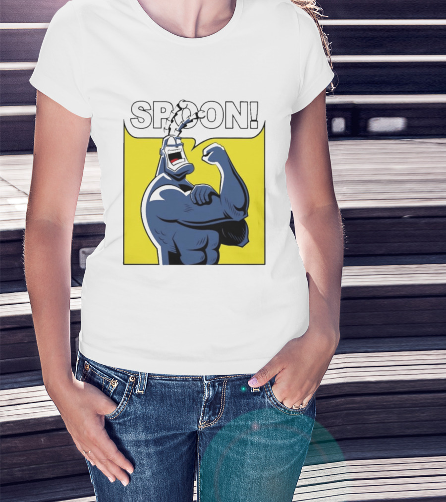 Spoon Mighty Hero Cartoon Catchphrase T-Shirt