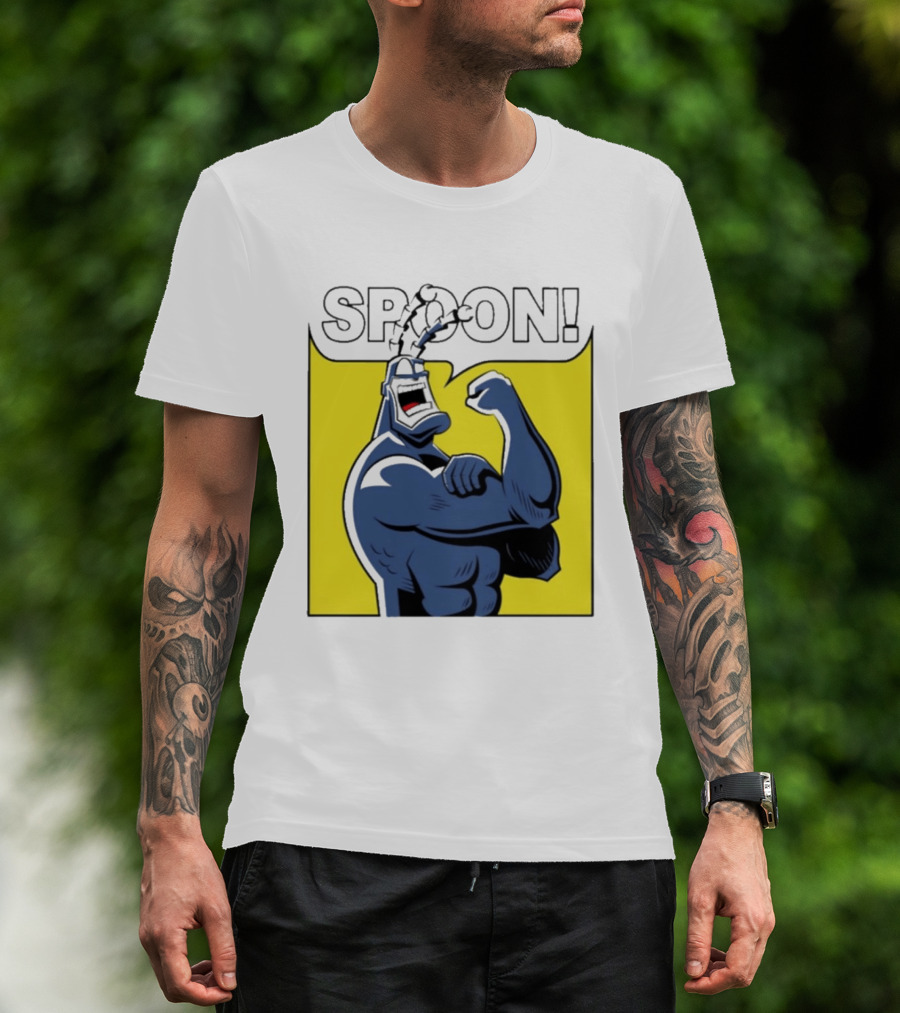 Spoon Mighty Hero Cartoon Catchphrase T-Shirt