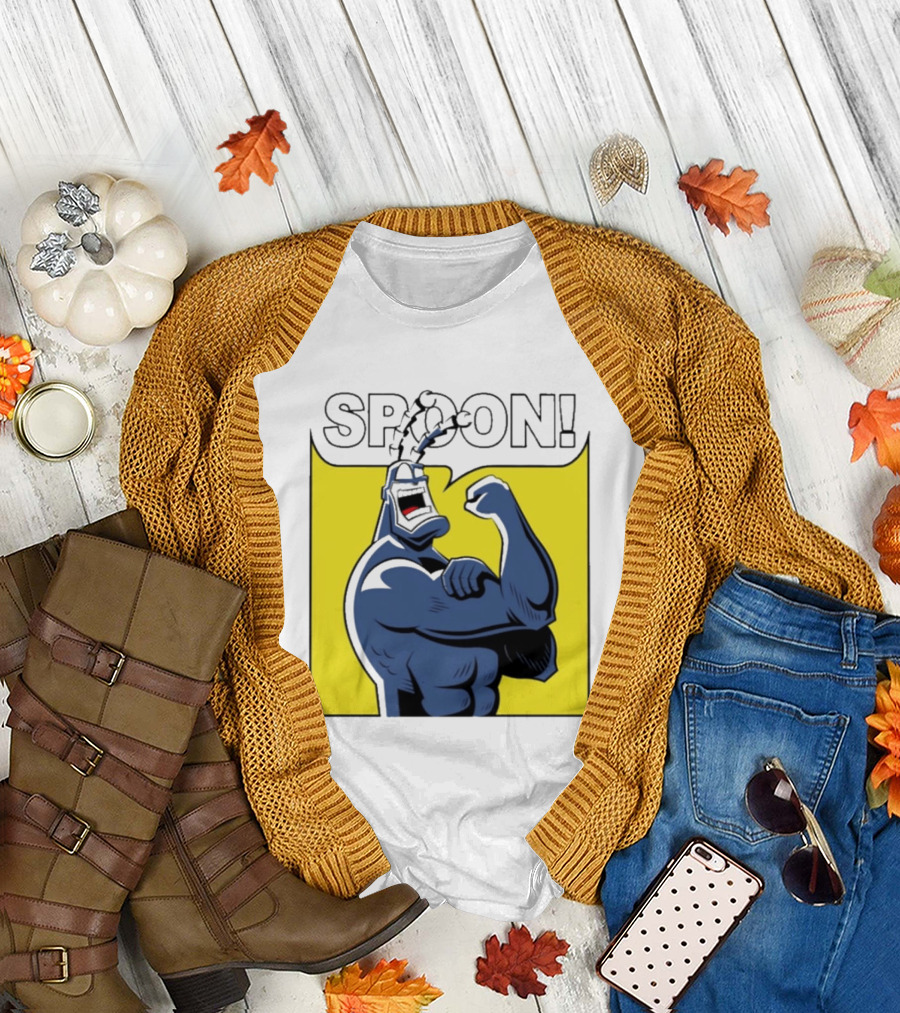 Spoon Mighty Hero Cartoon Catchphrase T-Shirt