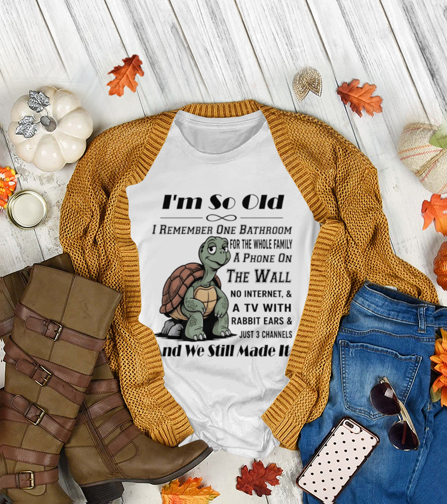 I'm So Old I Remember One Bathroom A Phone On The Wall TV With Rabbit Ears And Just 3 Channels T-Shirt