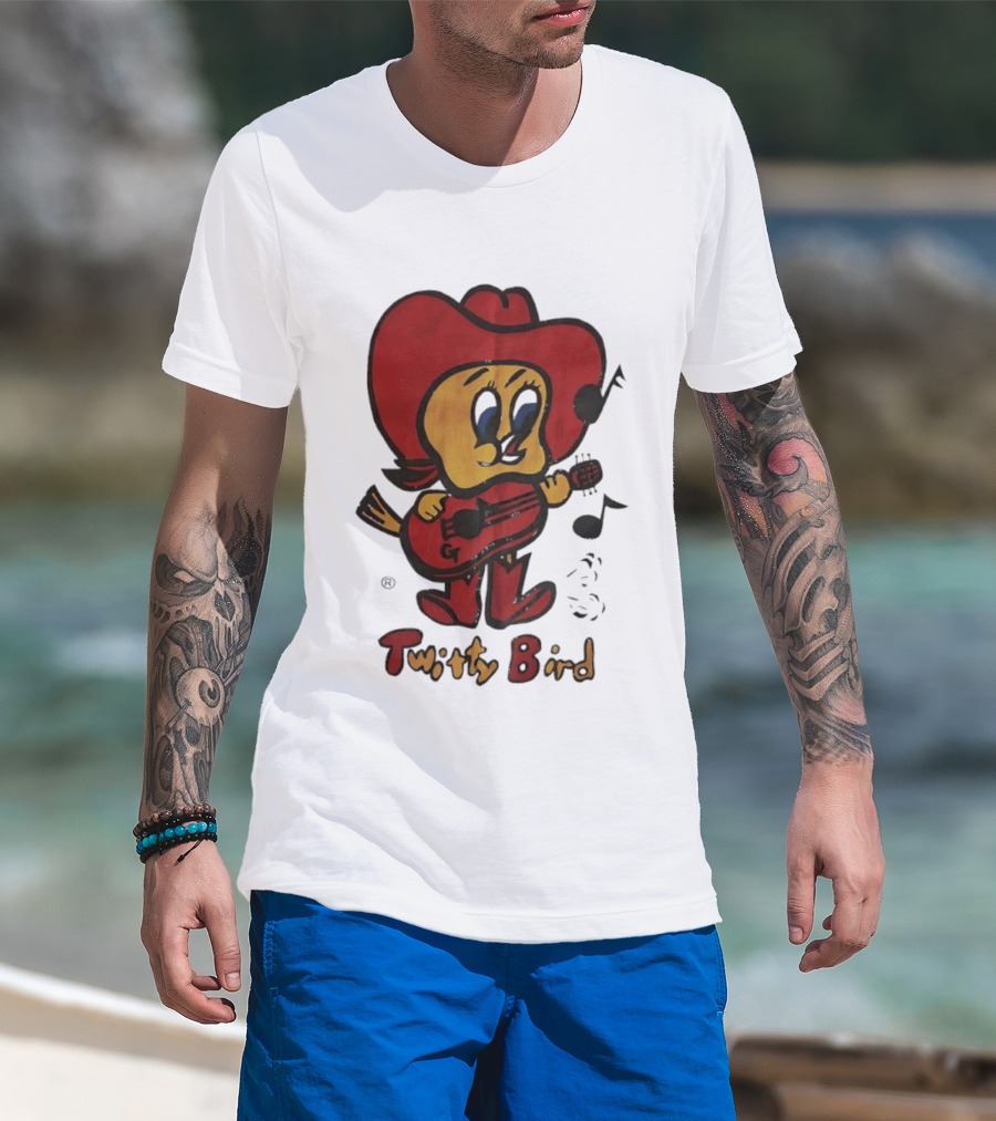 Twitty Bird Cowboy Musician Playing Guitar T-Shirt