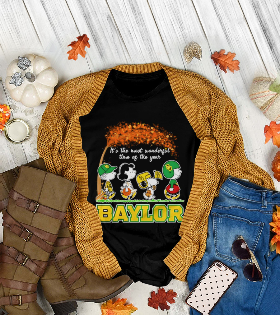 Baylor Bears Peanuts It's The Most Wonderful Time Of The Year Halloween 2026 Charlie Brown Snoopy Woodstock T-Shirt