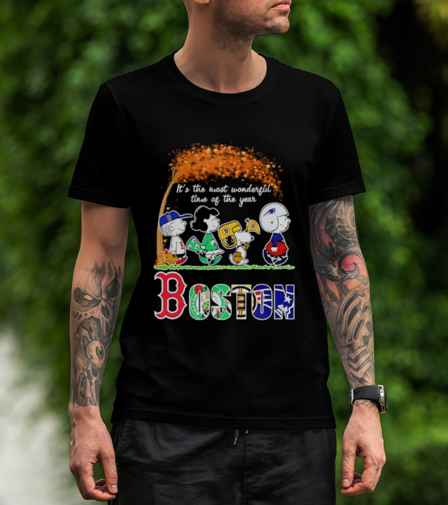 Boston Sports Team X Peanuts It's The Most Wonderful Time Of The Year Halloween 2026 Fall Autumn T-Shirt