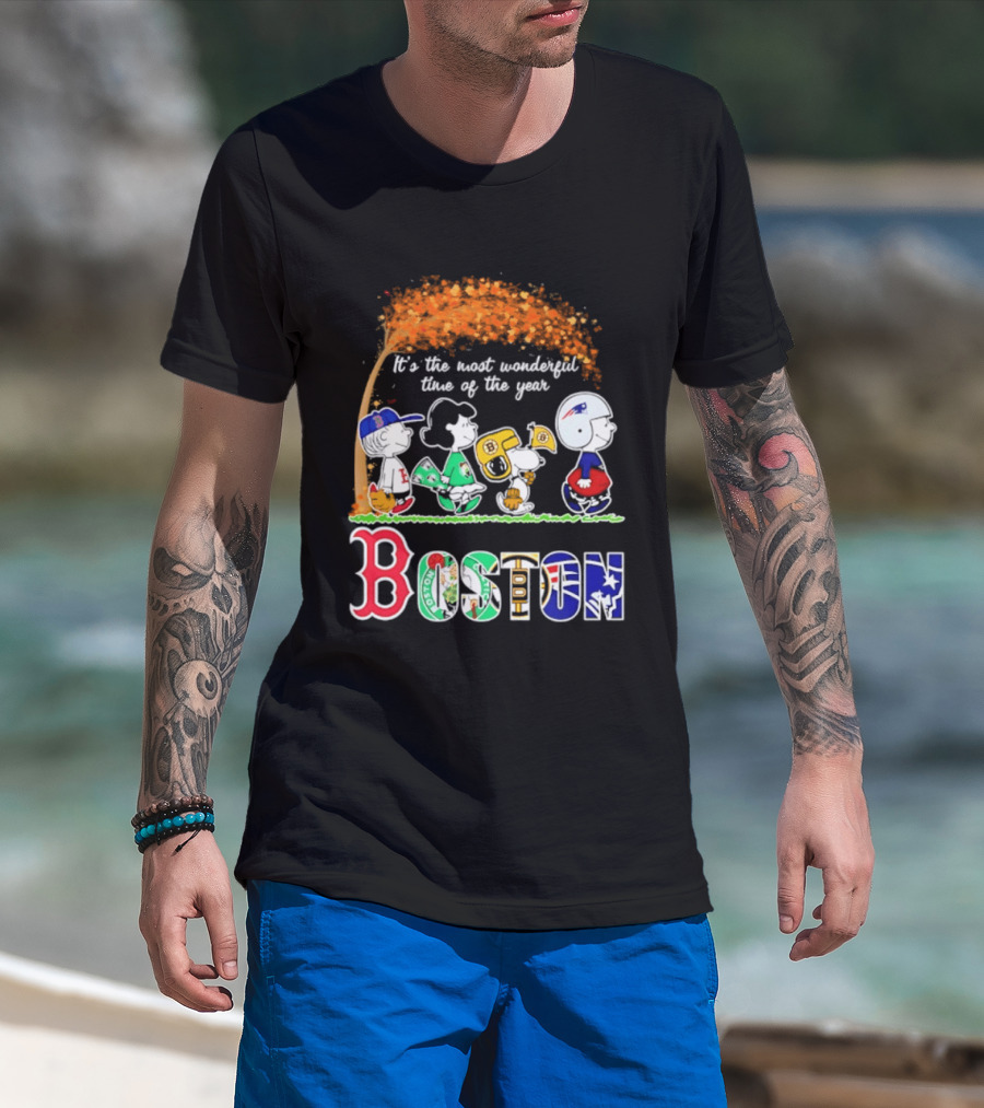 Boston Sports Team X Peanuts It's The Most Wonderful Time Of The Year Halloween 2026 Fall Autumn T-Shirt