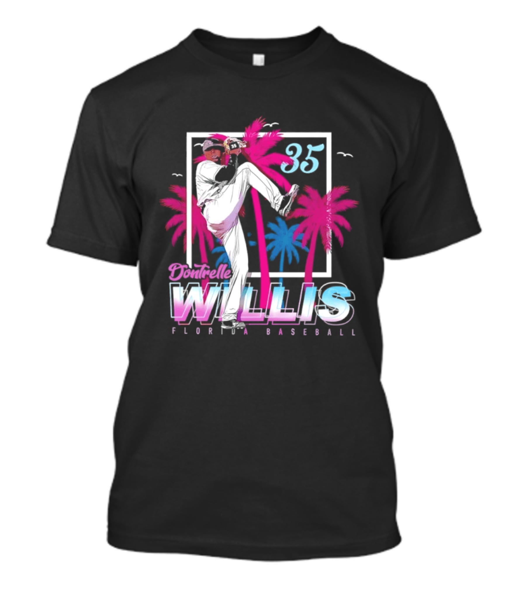Dontrelle Willis 35 Florida Baseball Palm Trees T-Shirt
