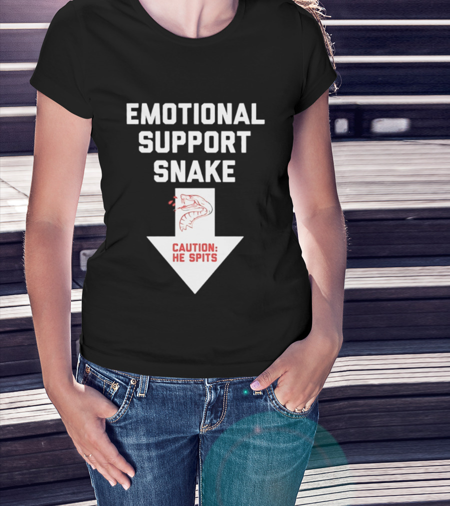 Emotional Support Snake Caution He Spits Warning Arrow T-Shirt