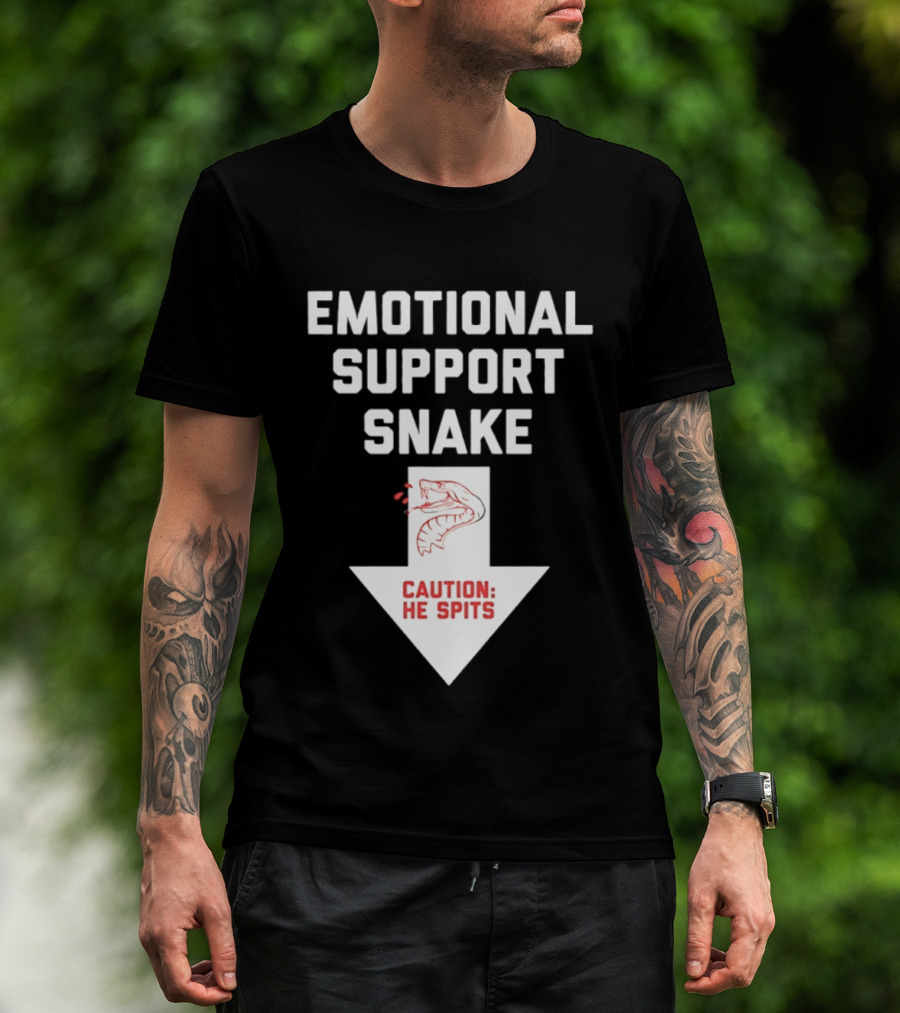 Emotional Support Snake Caution He Spits Warning Arrow T-Shirt