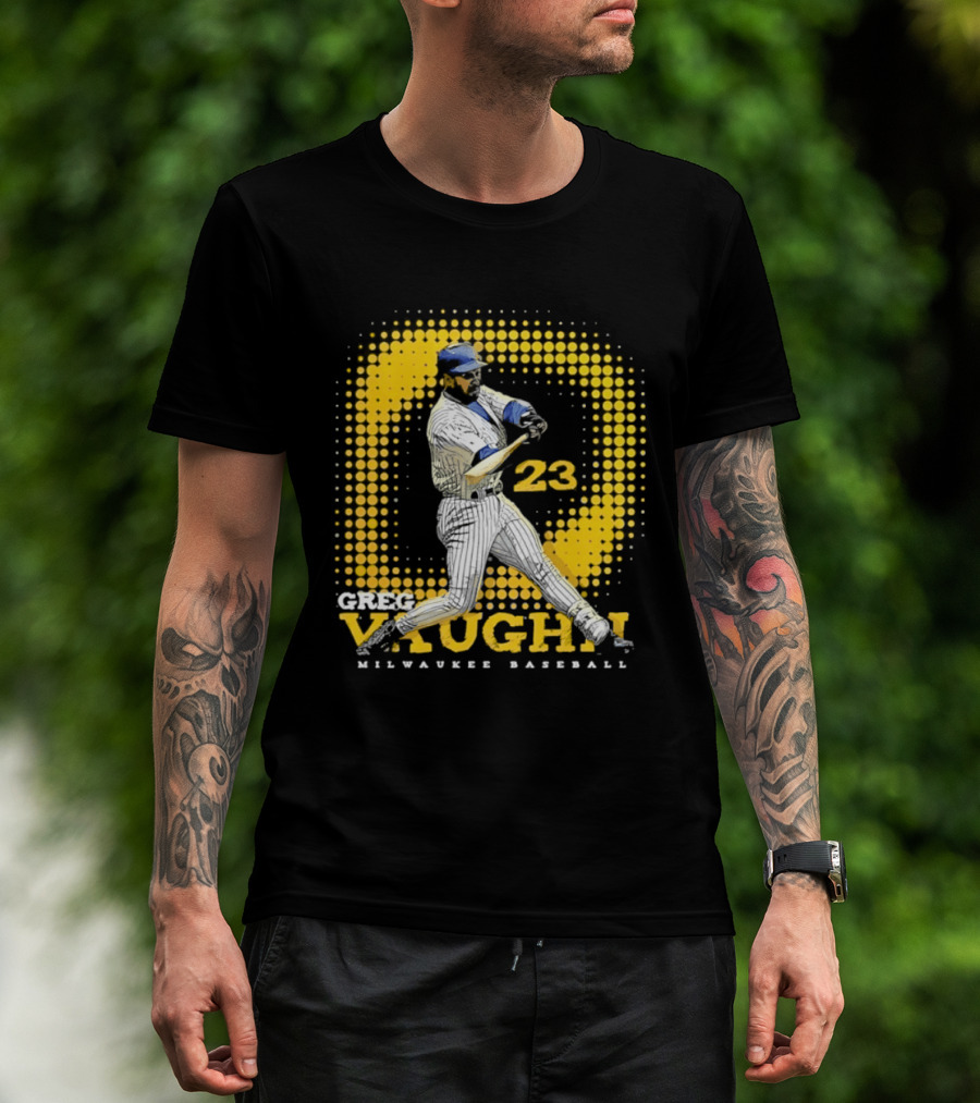 Greg Vaughn 23 Milwaukee Brewers Baseball Dots Player T-Shirt
