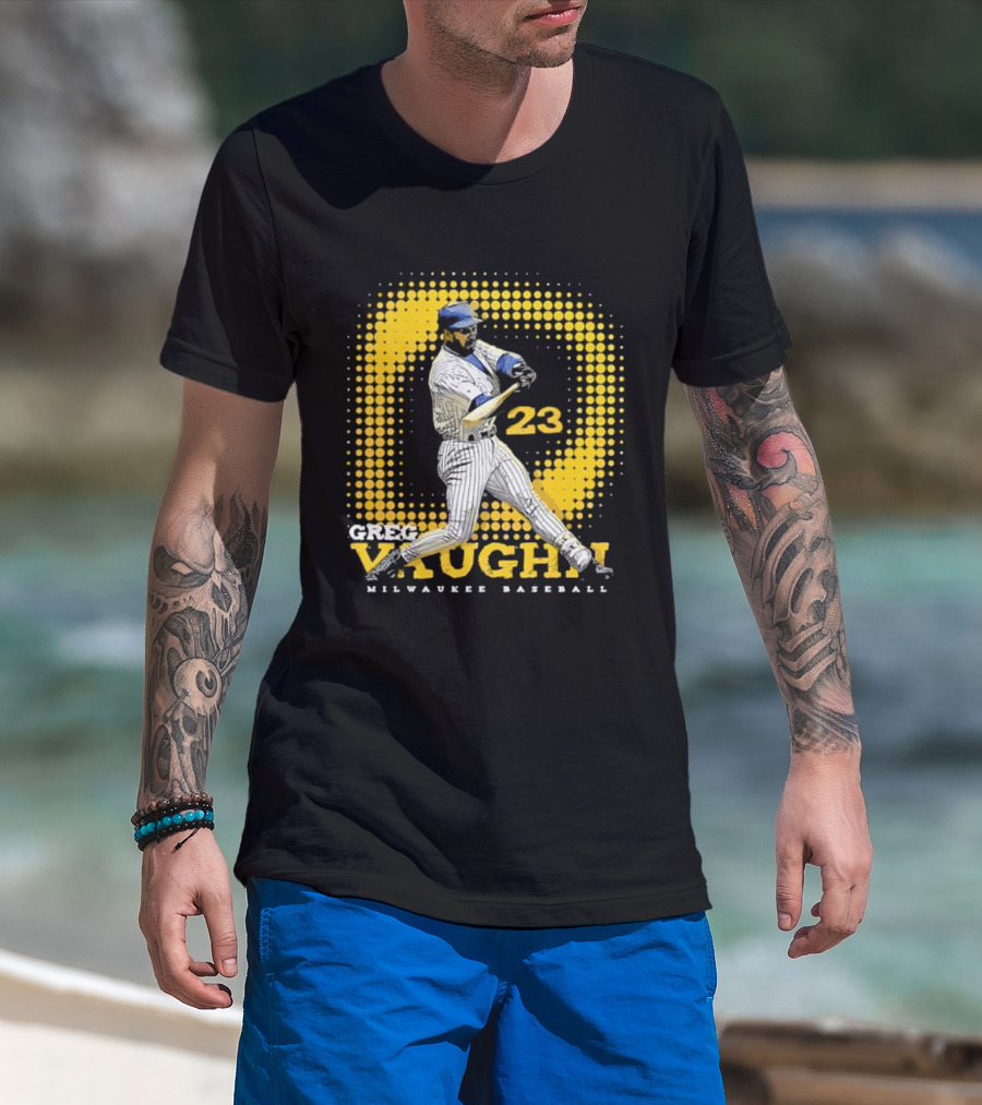 Greg Vaughn 23 Milwaukee Brewers Baseball Dots Player T-Shirt