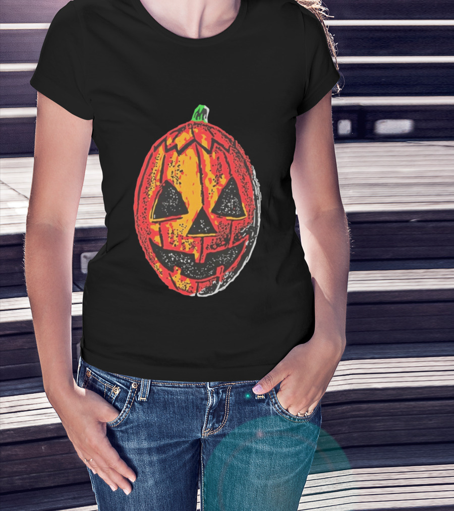 Halloween Trio Pumpkin Jack O' Lantern Black And Orange T-Shirt