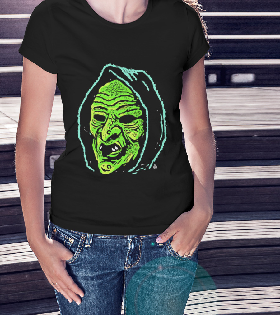 Halloween Witch Green Face Spooky Horror Costume T-Shirt