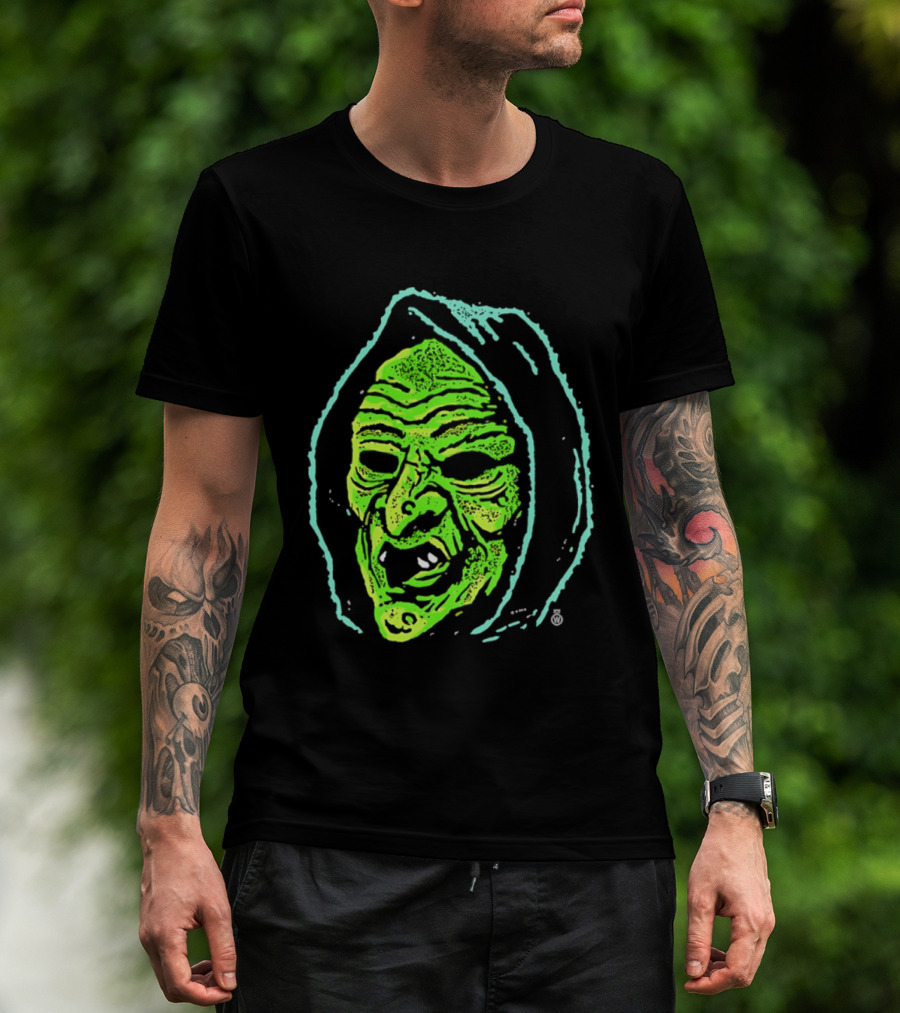 Halloween Witch Green Face Spooky Horror Costume T-Shirt
