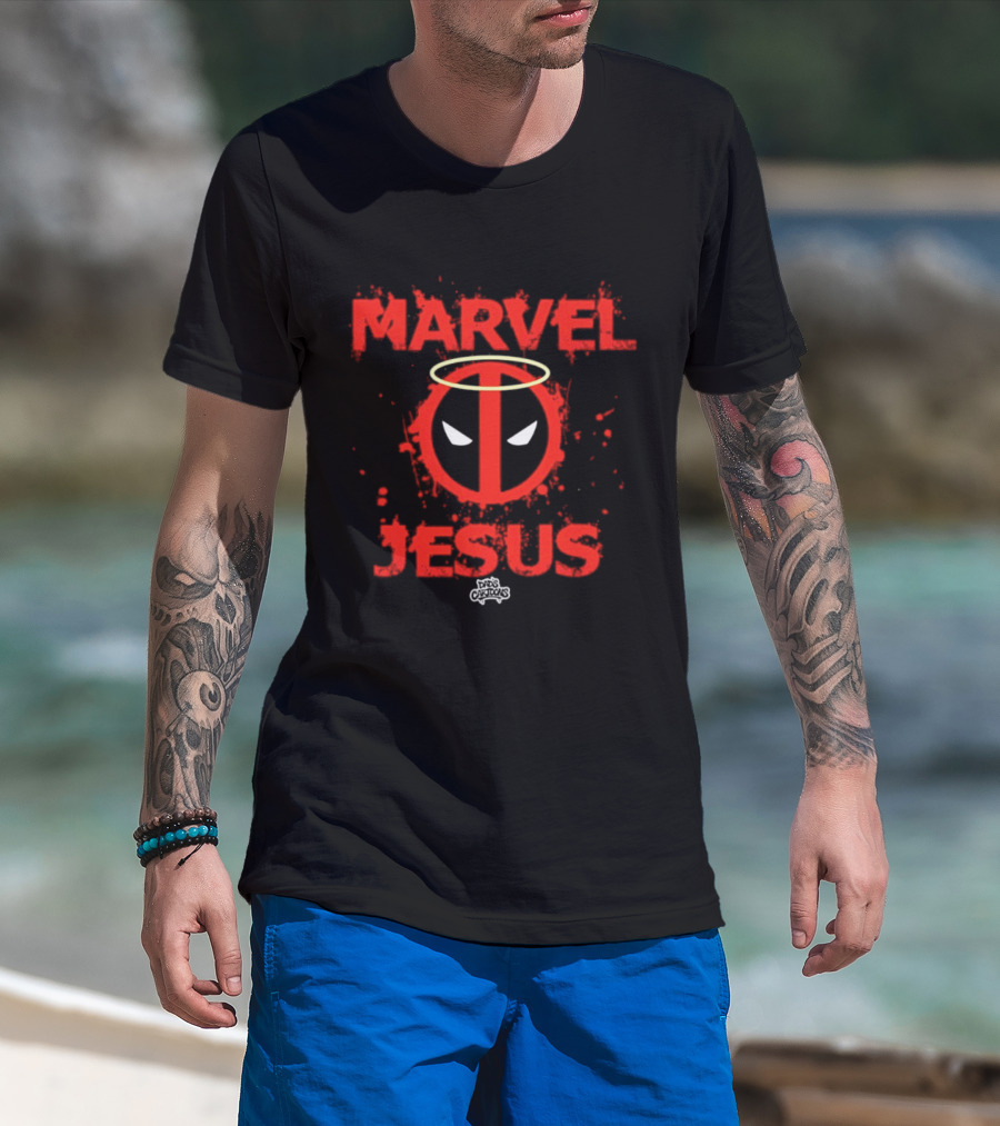 Marvel Deadpool Jesus Superhero Comic Book Halo T-Shirt