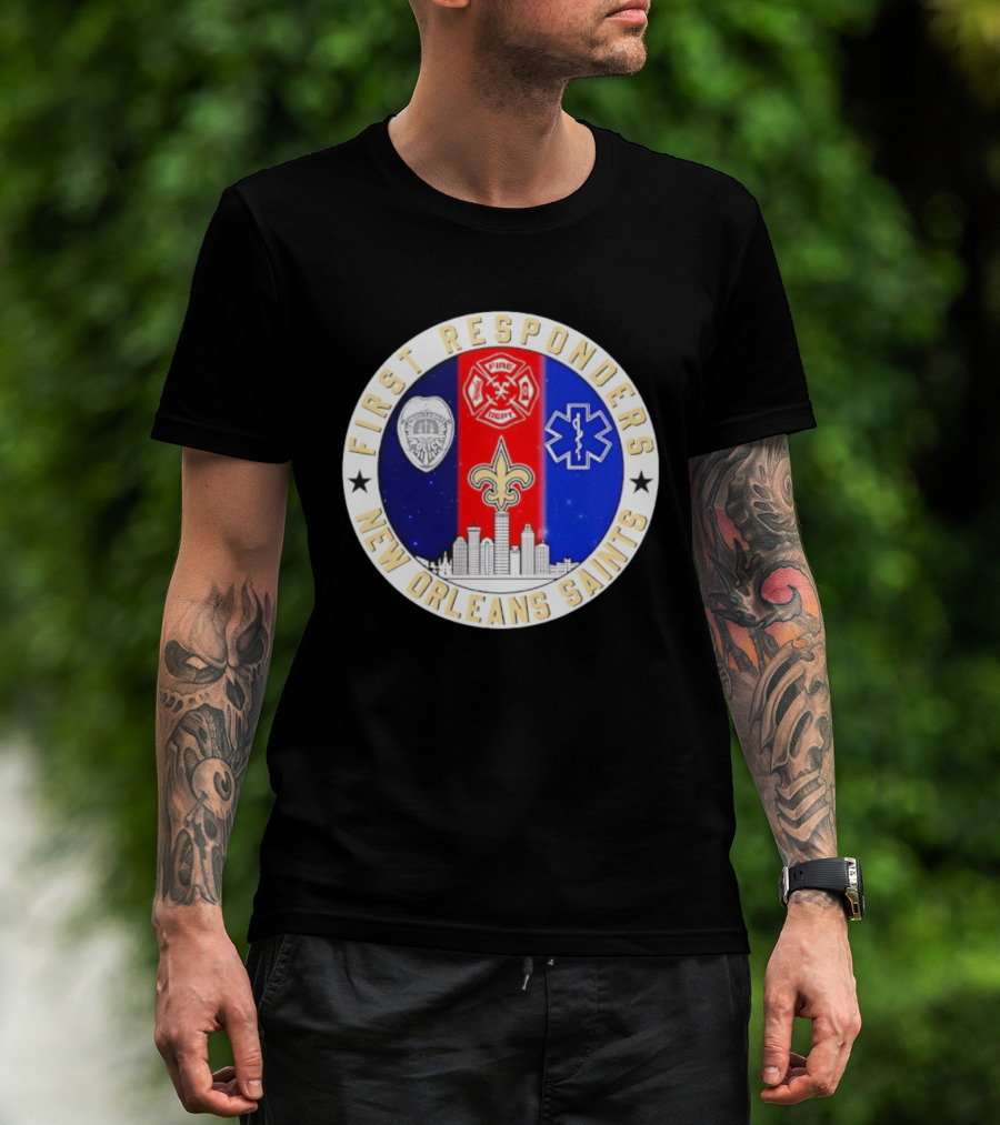 New Orleans Saints First Responders Tribute 9.11 Skyline Fire Dept Police EMT T-Shirt