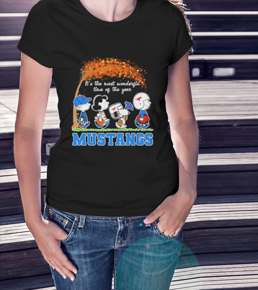 SMU Mustangs Peanuts Most Wonderful Time Of The Year Fall Halloween 2026 T-Shirt