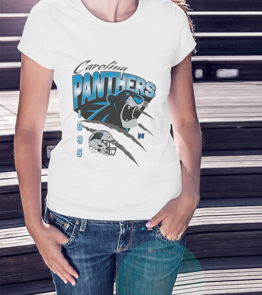 Carolina Panthers 1995 Bagheera Helmet NFL Inaugural Season T-Shirt