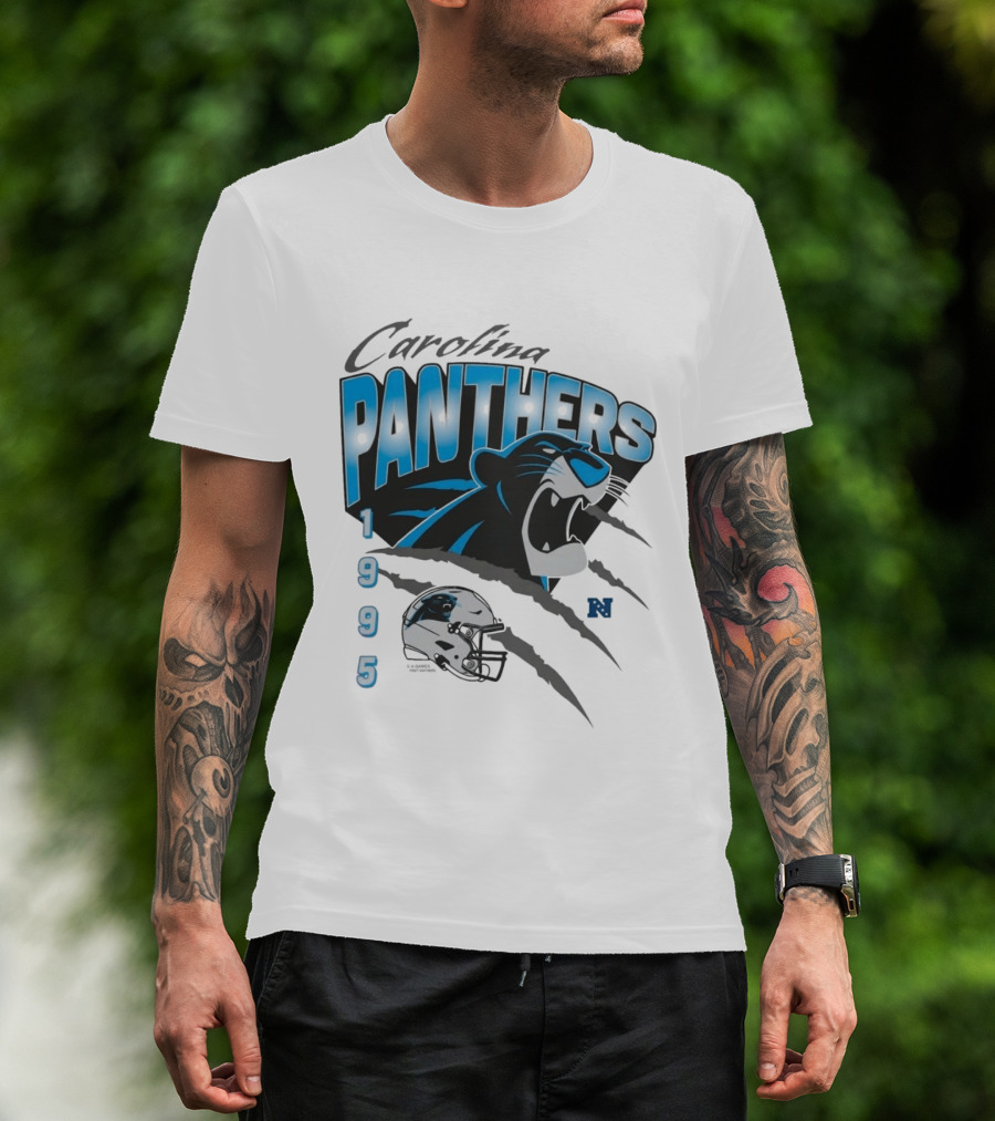 Carolina Panthers 1995 Bagheera Helmet NFL Inaugural Season T-Shirt