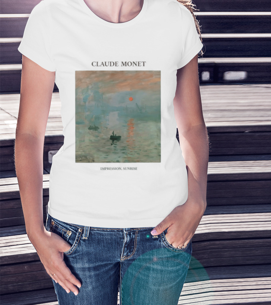 Claude Monet Impression Sunrise Oil Painting T-Shirt