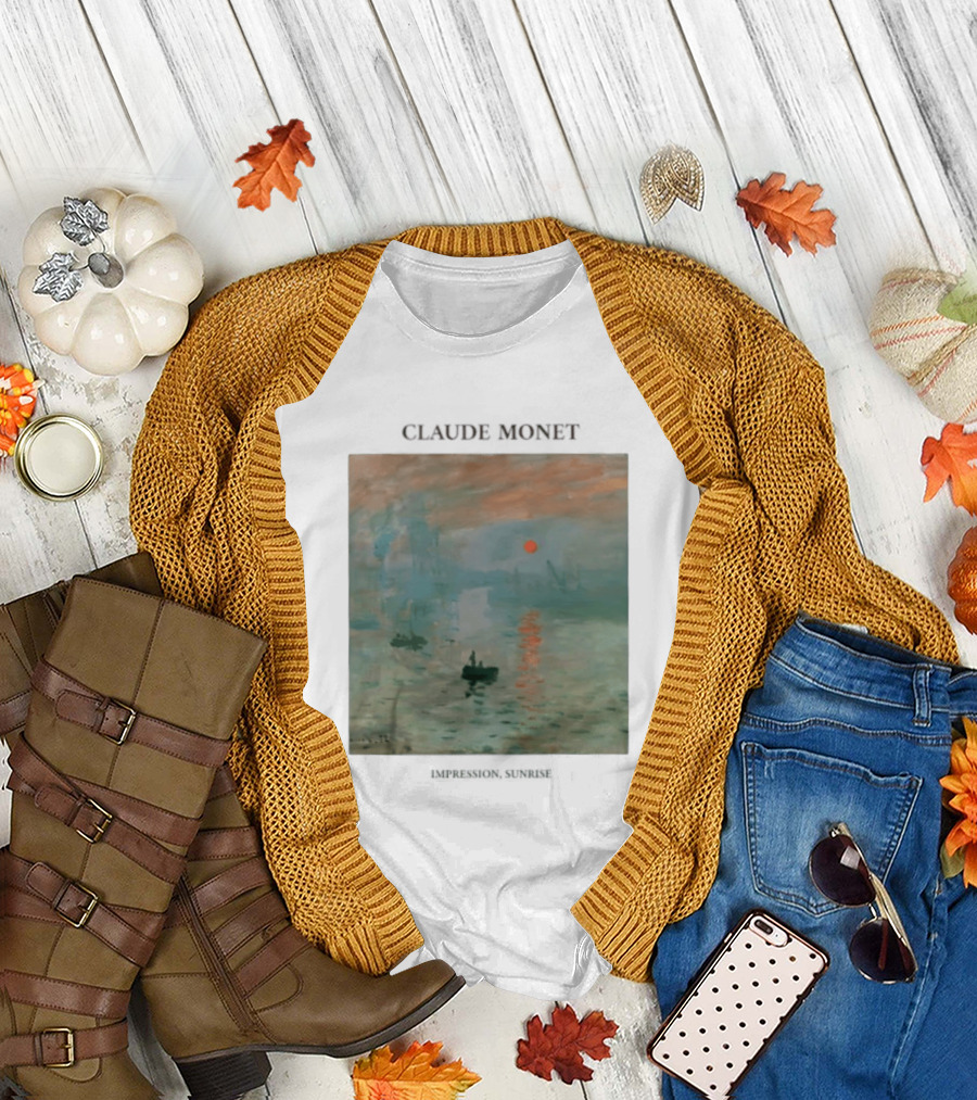 Claude Monet Impression Sunrise Oil Painting T-Shirt