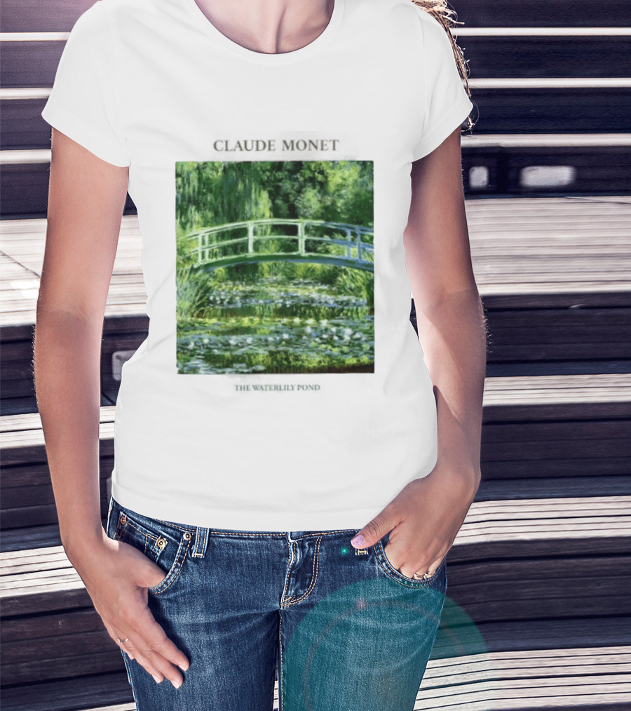 Claude Monet The Waterlily Pond Painting Scenic Landscape T-Shirt