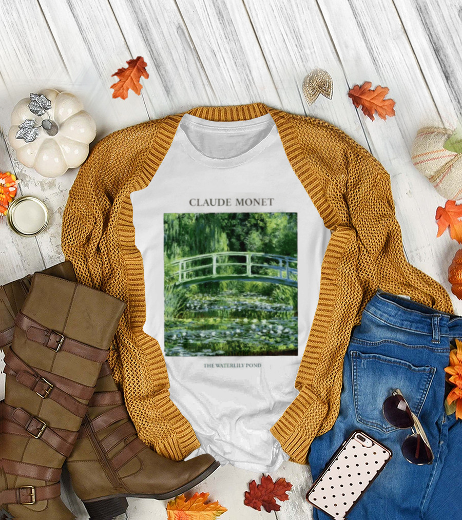Claude Monet The Waterlily Pond Painting Scenic Landscape T-Shirt