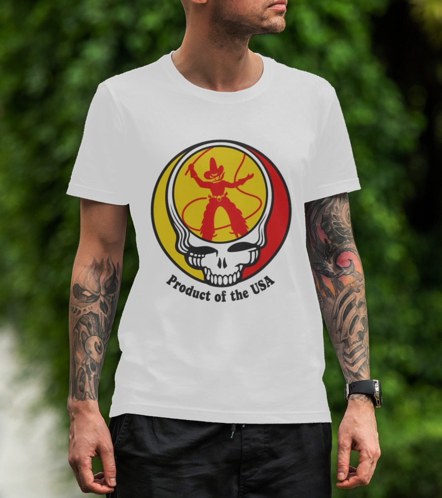 Dead Set Texas Pete Hot Sauce Cowboy Roper Skull USA T-Shirt