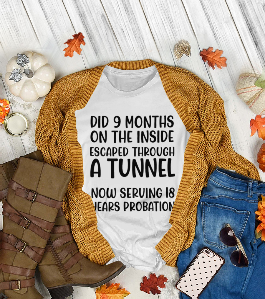 Did 9 Months On The Inside Escaped Through A Tunnel Now Serving 18 Years Probation T-Shirt