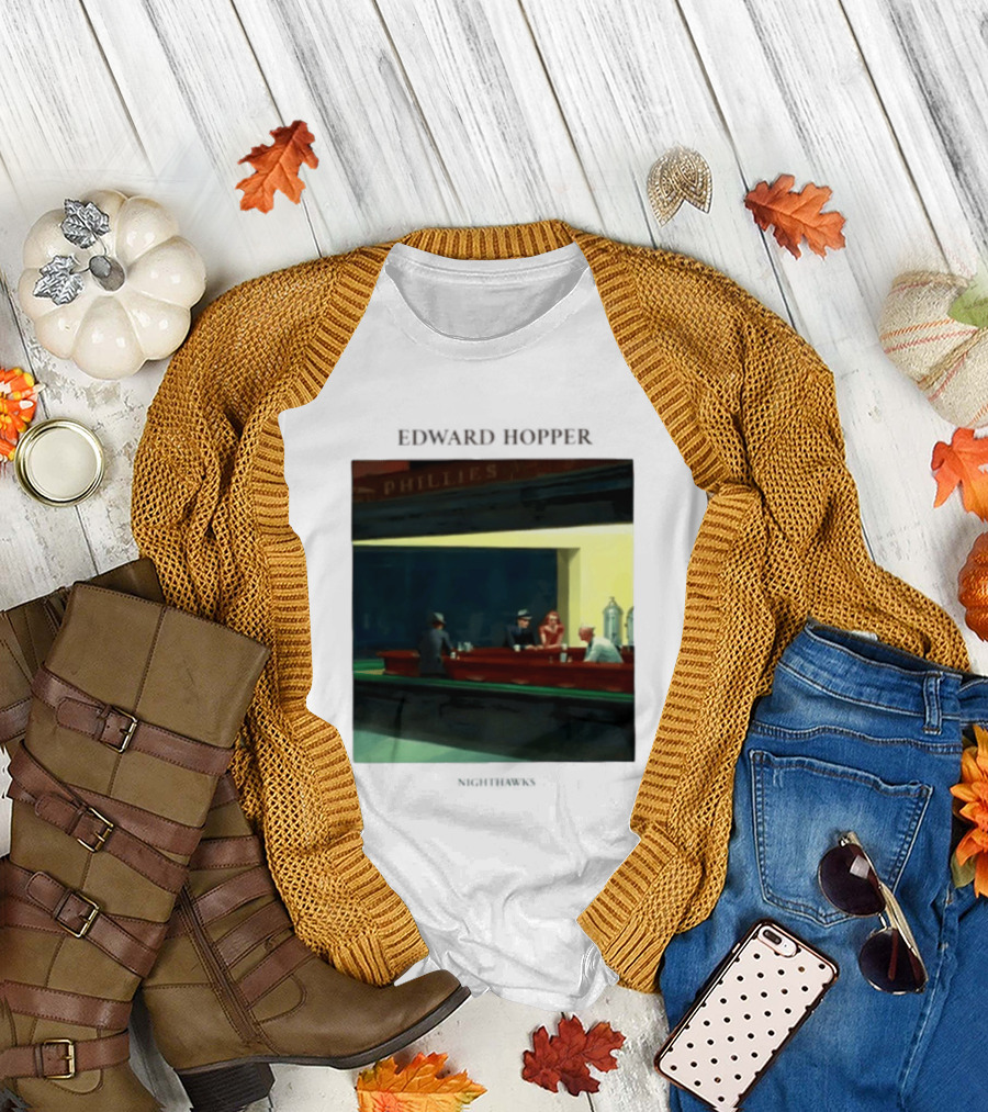 Edward Hopper Nighthawks Phillies Painting T-Shirt