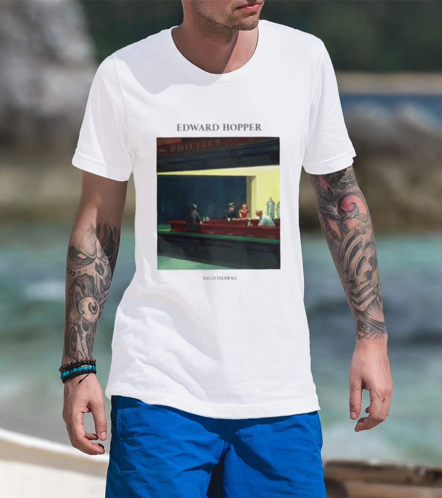 Edward Hopper Nighthawks Phillies Painting T-Shirt