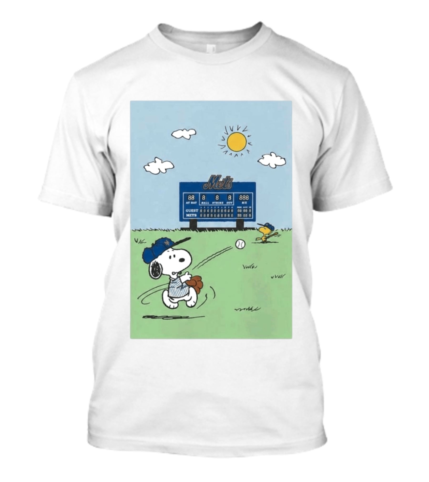 NY Mets Peanuts Snoopy Baseball Game Day T-Shirt