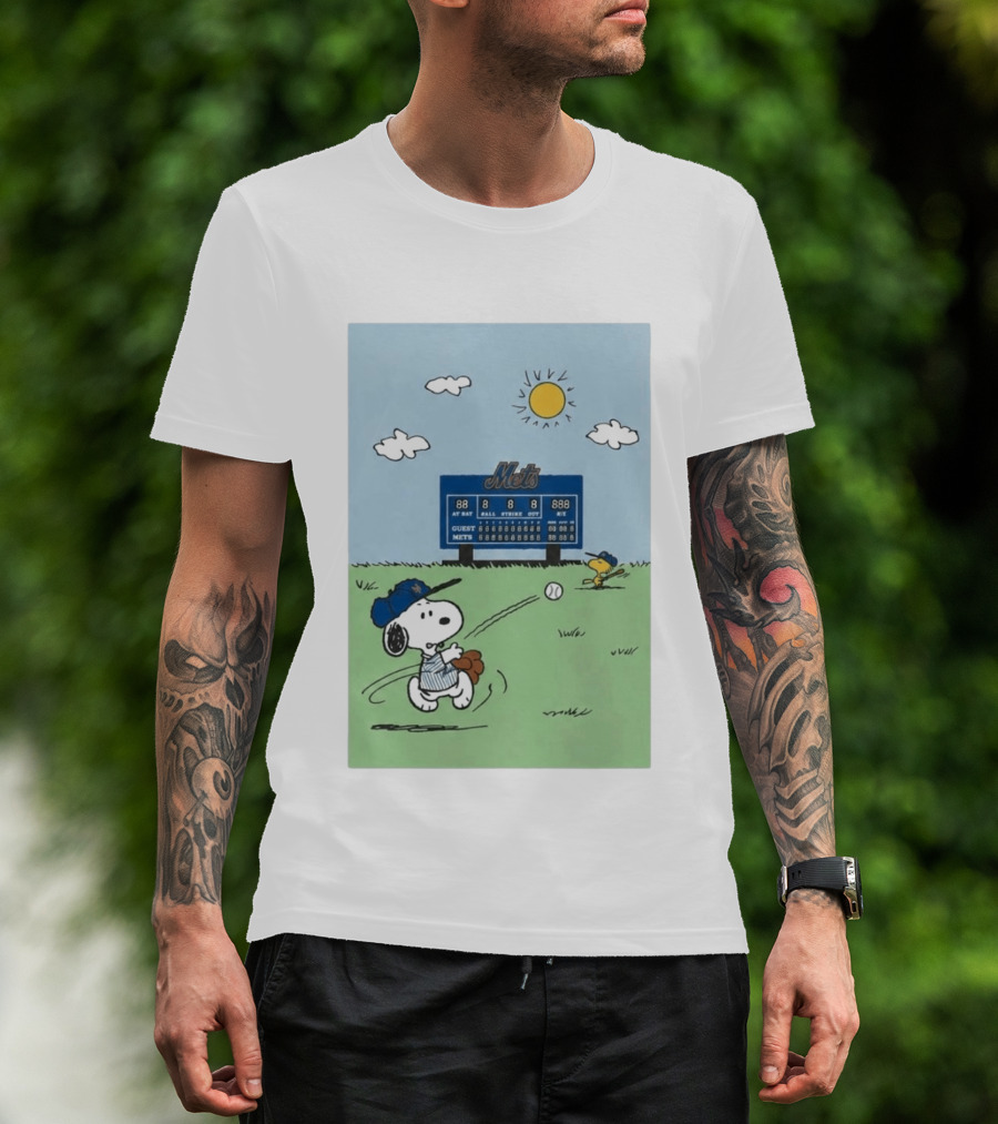 NY Mets Peanuts Snoopy Baseball Game Day T-Shirt