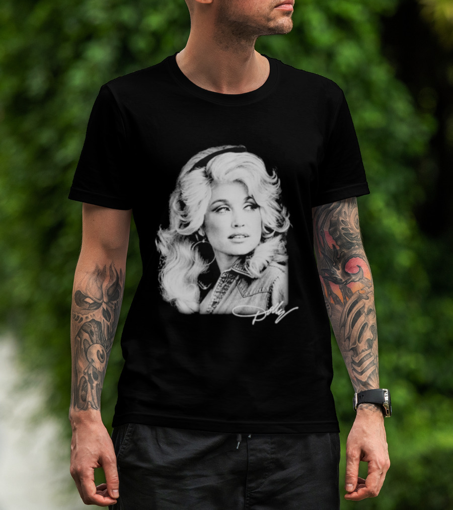 Dolly Parton Dolly Forever Legend Vintage Black And White Denim T-Shirt