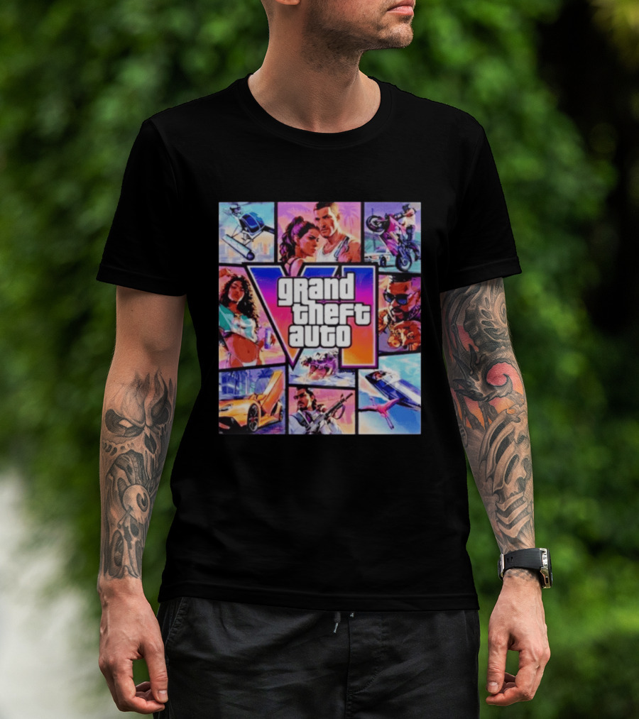 Grand Theft Auto VI Vice City Stories Helicopter Motorbike Rockstar Games T-Shirt