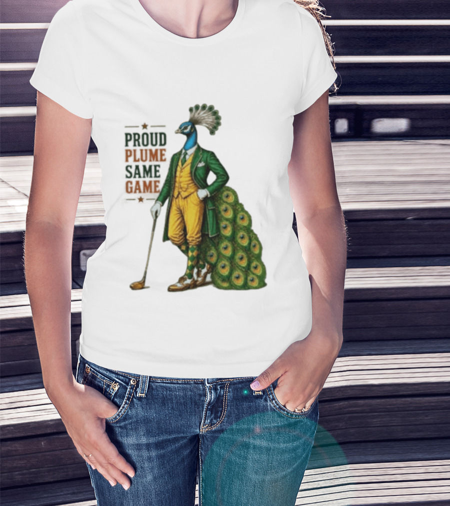 Proud Plume Same Game Peacock Golf Club Cartoon T-Shirt