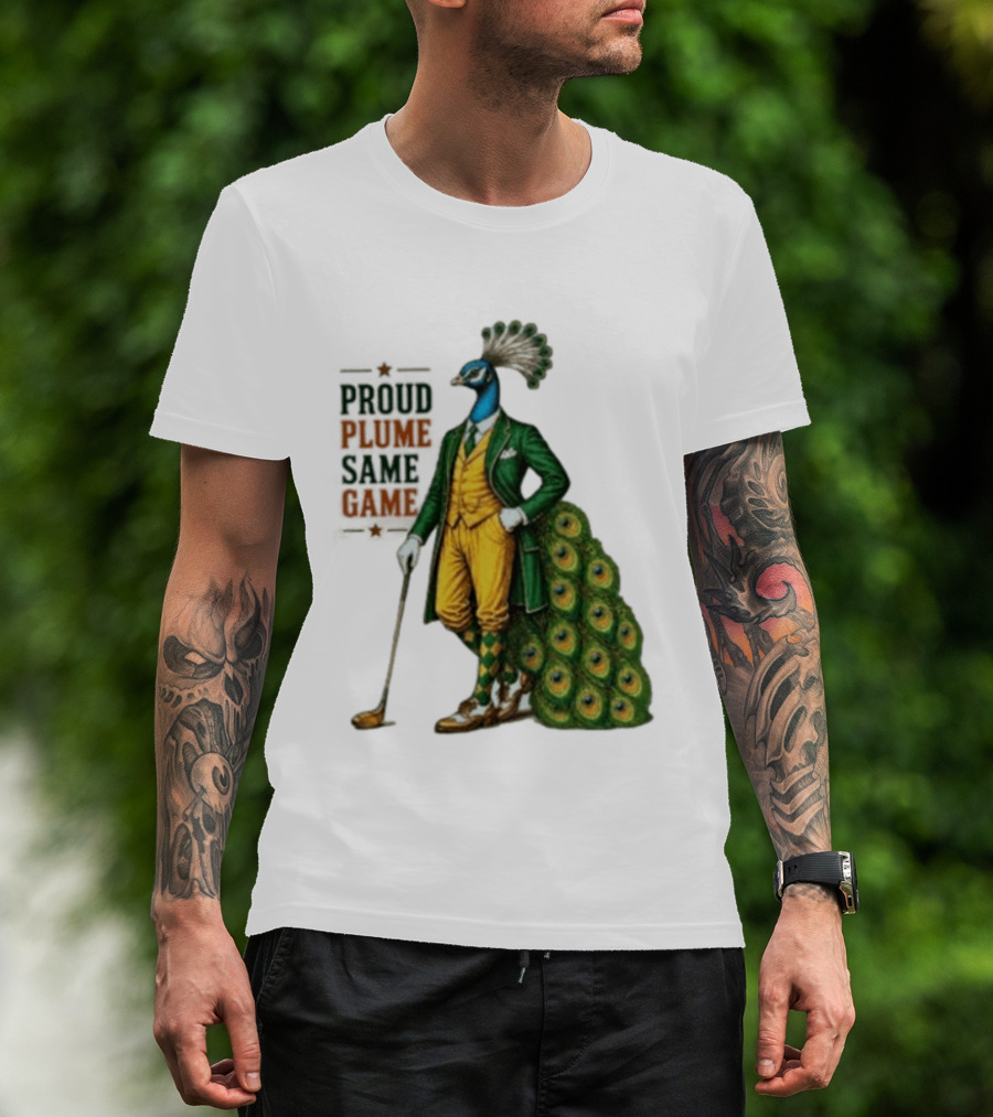 Proud Plume Same Game Peacock Golf Club Cartoon T-Shirt