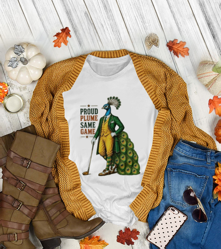Proud Plume Same Game Peacock Golf Club Cartoon T-Shirt