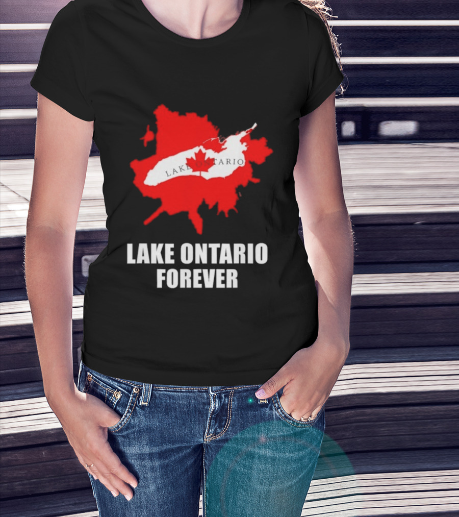 Lake Ontario Forever Canada Map Red Leaf T-Shirt