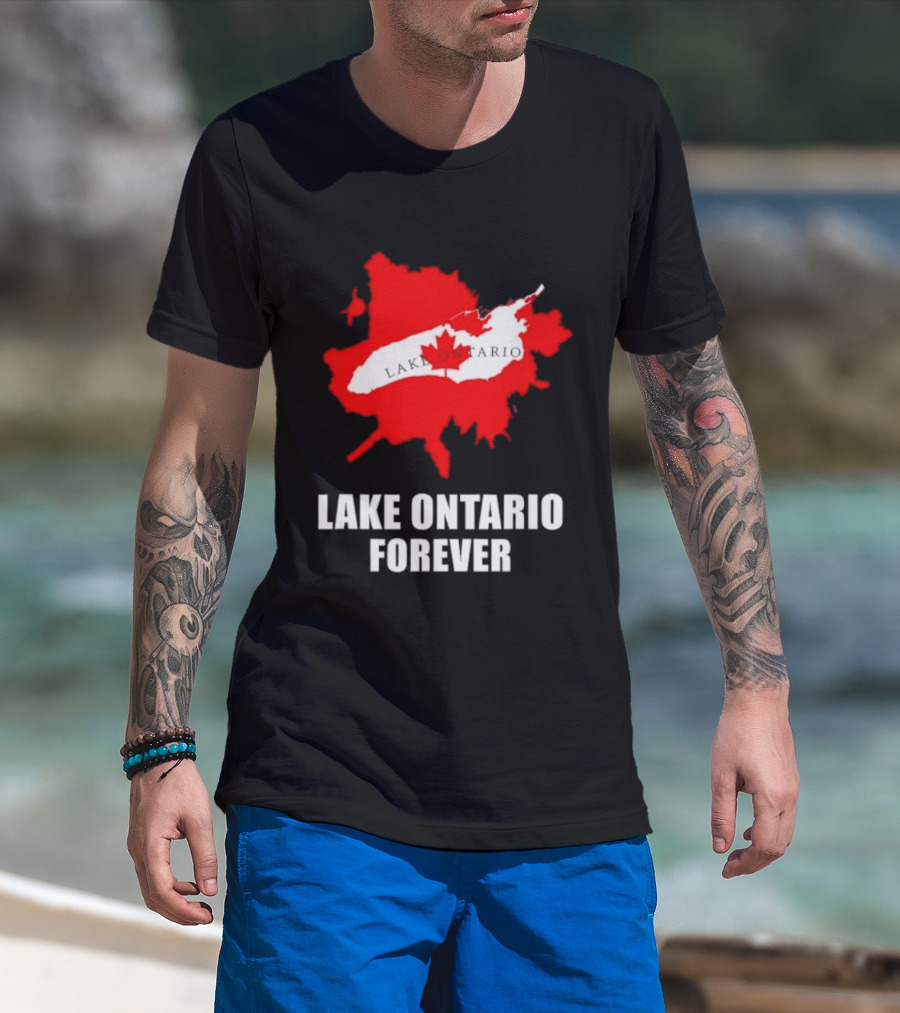 Lake Ontario Forever Canada Map Red Leaf T-Shirt