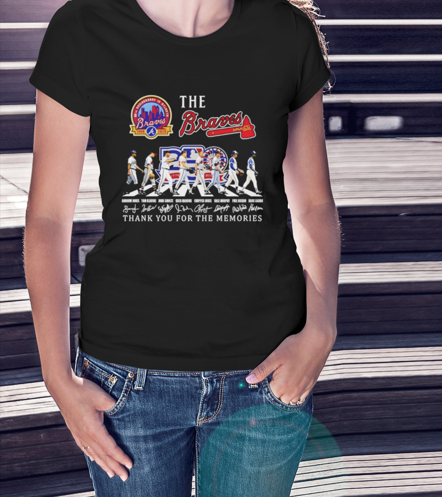 The Braves 150th Anniversary Atlanta 1876 2026 MLB 250th United States 1776 2026 Thank You For The Memories Signatures T-Shirt