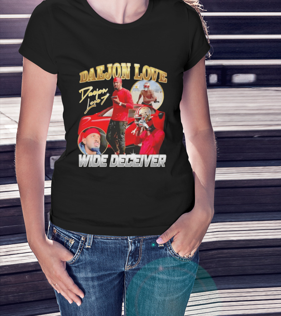 Daejon Love Wide Deceiver Football Tribute Red Car T-Shirt