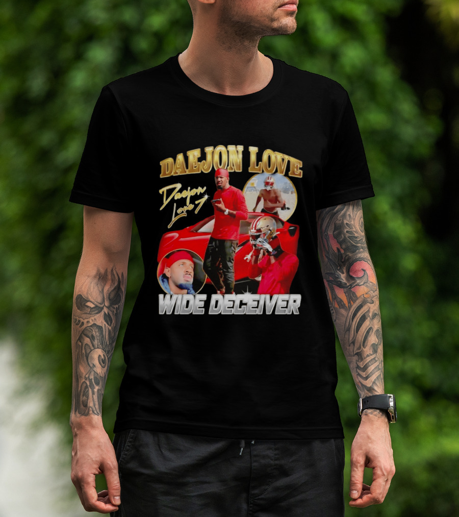 Daejon Love Wide Deceiver Football Tribute Red Car T-Shirt
