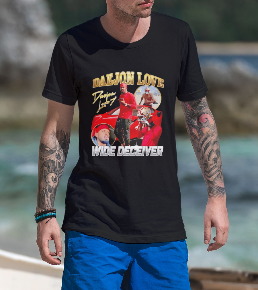 Daejon Love Wide Deceiver Football Tribute Red Car T-Shirt