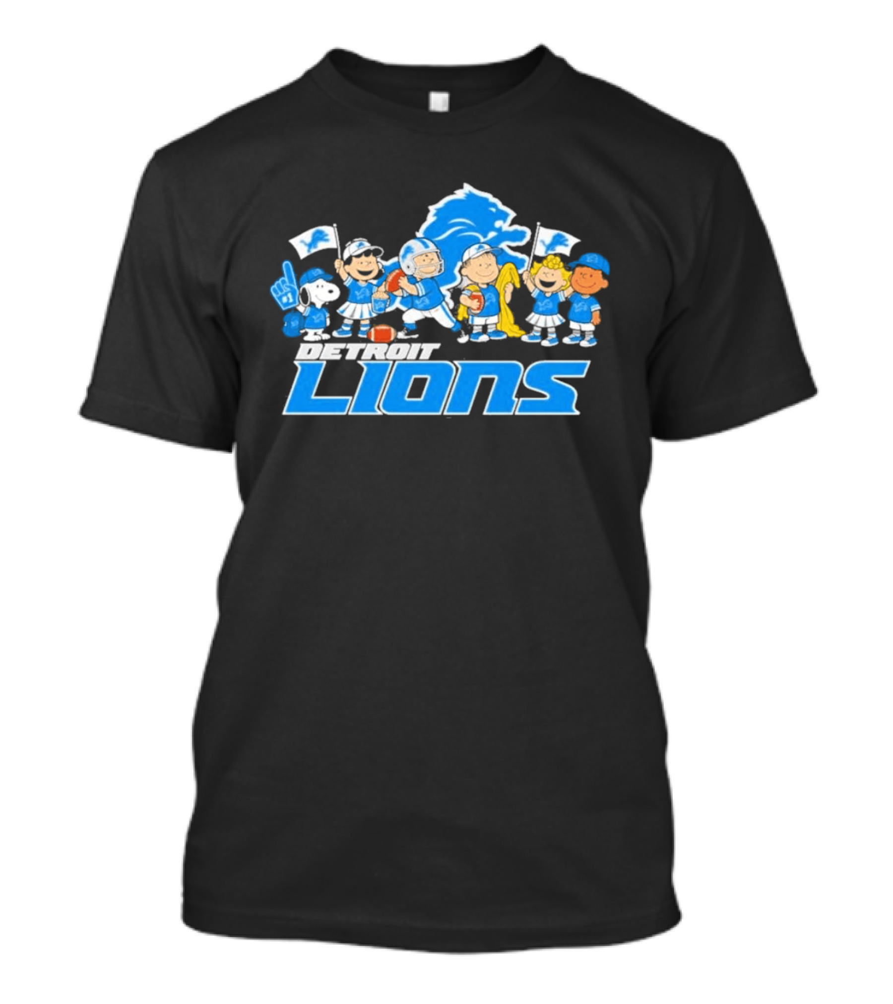 Detroit Lions Peanuts Characters Let's Go Team T-Shirt