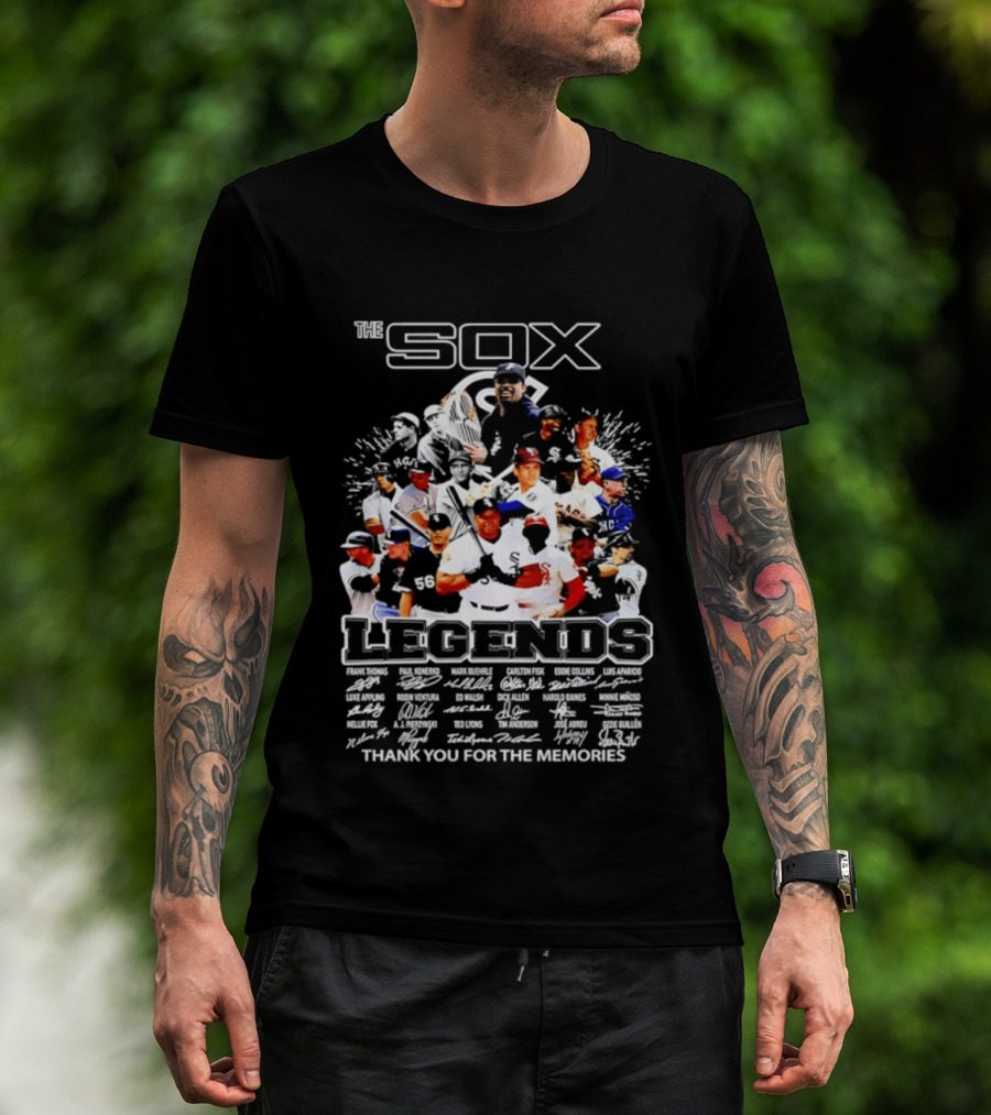 The Sox Legends Chicago White Sox Thank You For The Memories MLB Signatures T-Shirt