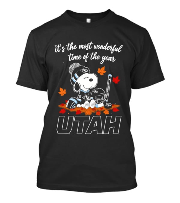 It's The Most Wonderful Time Of The Year Utah Snoopy Hockey Autumn Leaves T-Shirt