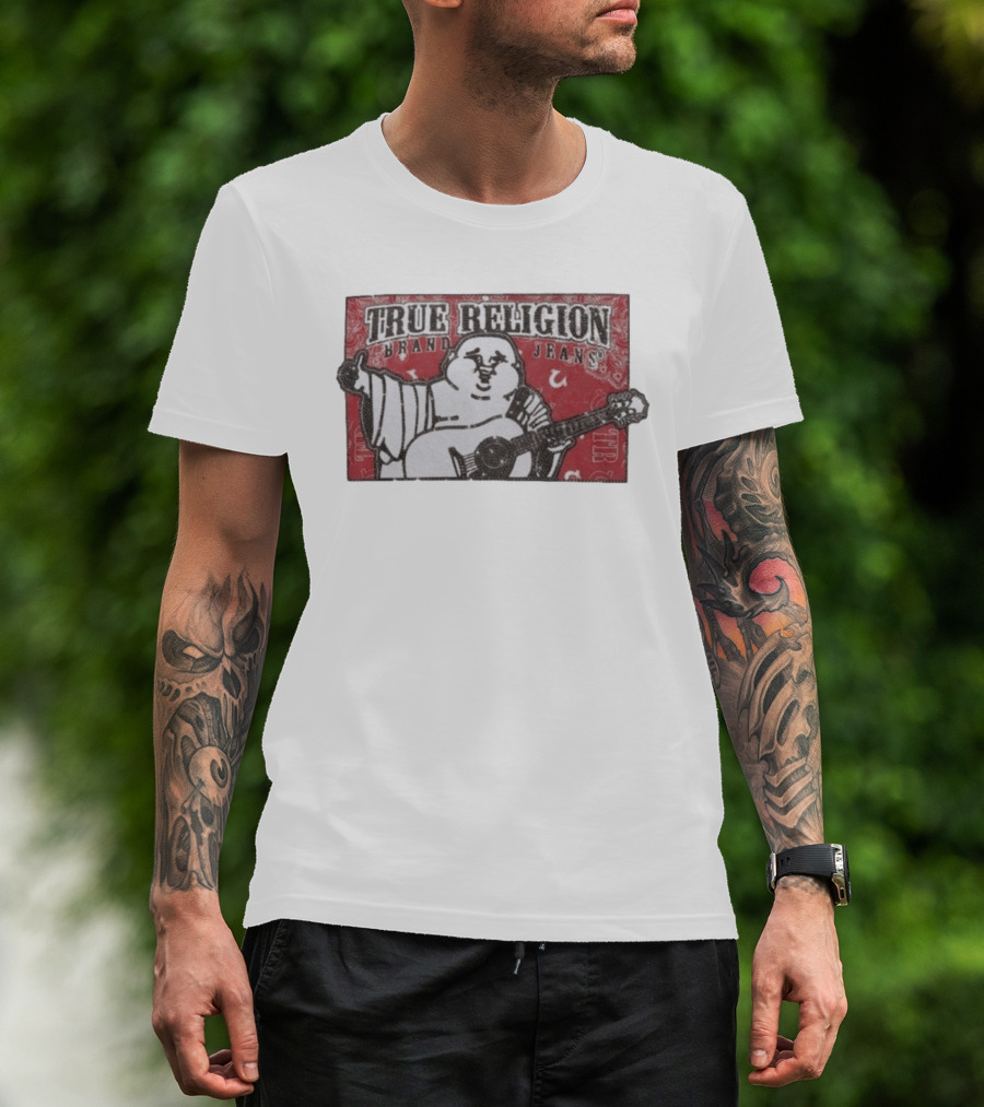 True Religion Brand Jeans Crystal Buddha Bandana T-Shirt