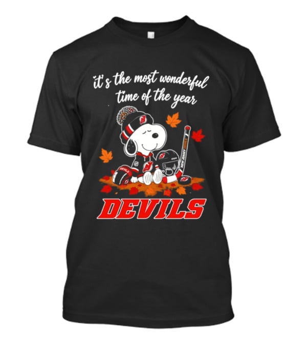 New Jersey Devils Snoopy Halloween 2026 It's The Most Wonderful Time Of The Year Hockey T-Shirt