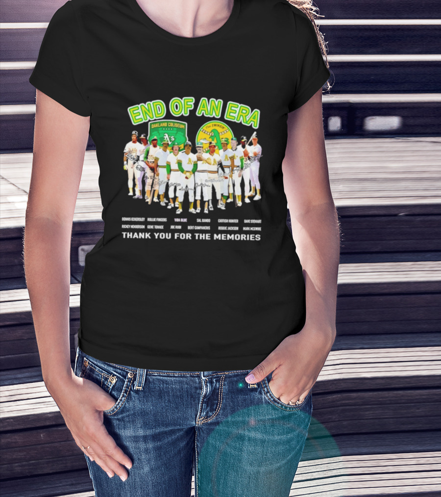Oakland Athletics End Of An Era Oakland Coliseum A's Logo Thank You For The Memories T-Shirt