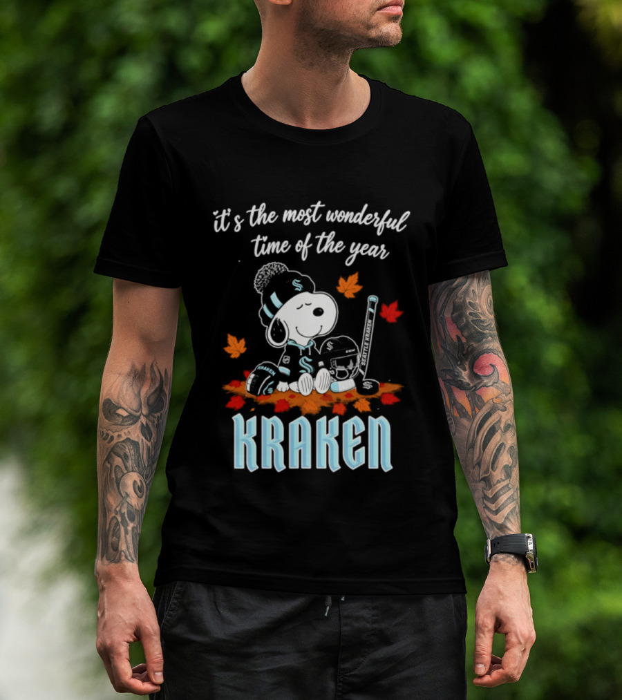 Seattle Kraken Snoopy Hockey Halloween 2026 It's The Most Wonderful Time Of The Year T-Shirt
