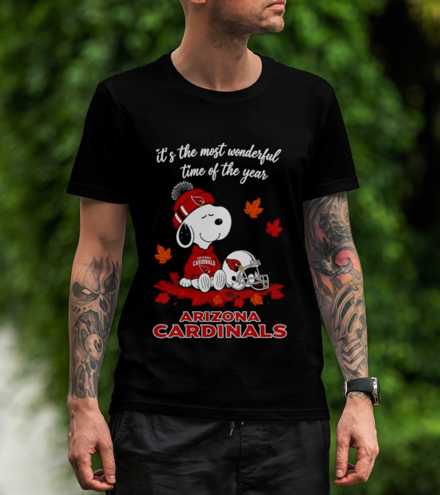 Arizona Cardinals Snoopy Fall Halloween It's The Most Wonderful Time Of The Year 2026 T-Shirt
